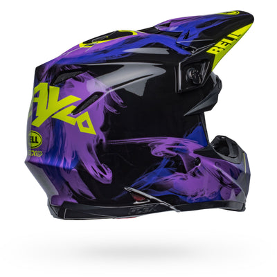 bell moto 9s flex dirt motorcycle helmet slayco gloss black purple back right