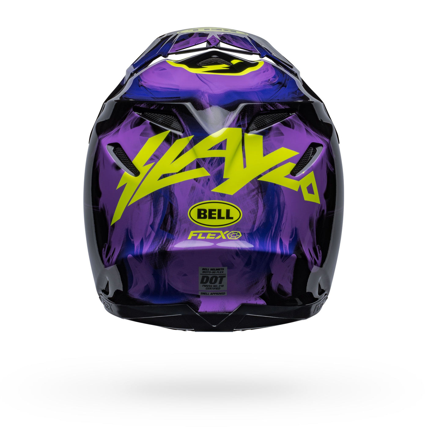bell moto 9s flex dirt motorcycle helmet slayco gloss black purple back