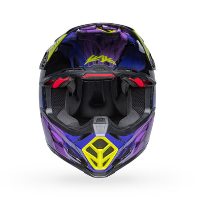 bell moto 9s flex dirt motorcycle helmet slayco gloss black purple front