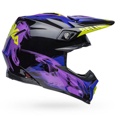 bell moto 9s flex dirt motorcycle helmet slayco gloss black purple right