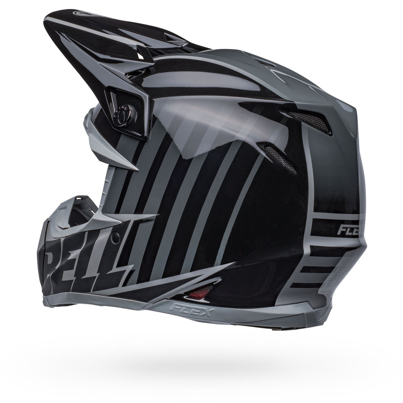 bell moto 9s flex dirt motorcycle helmet sprint matte gloss black gray back left