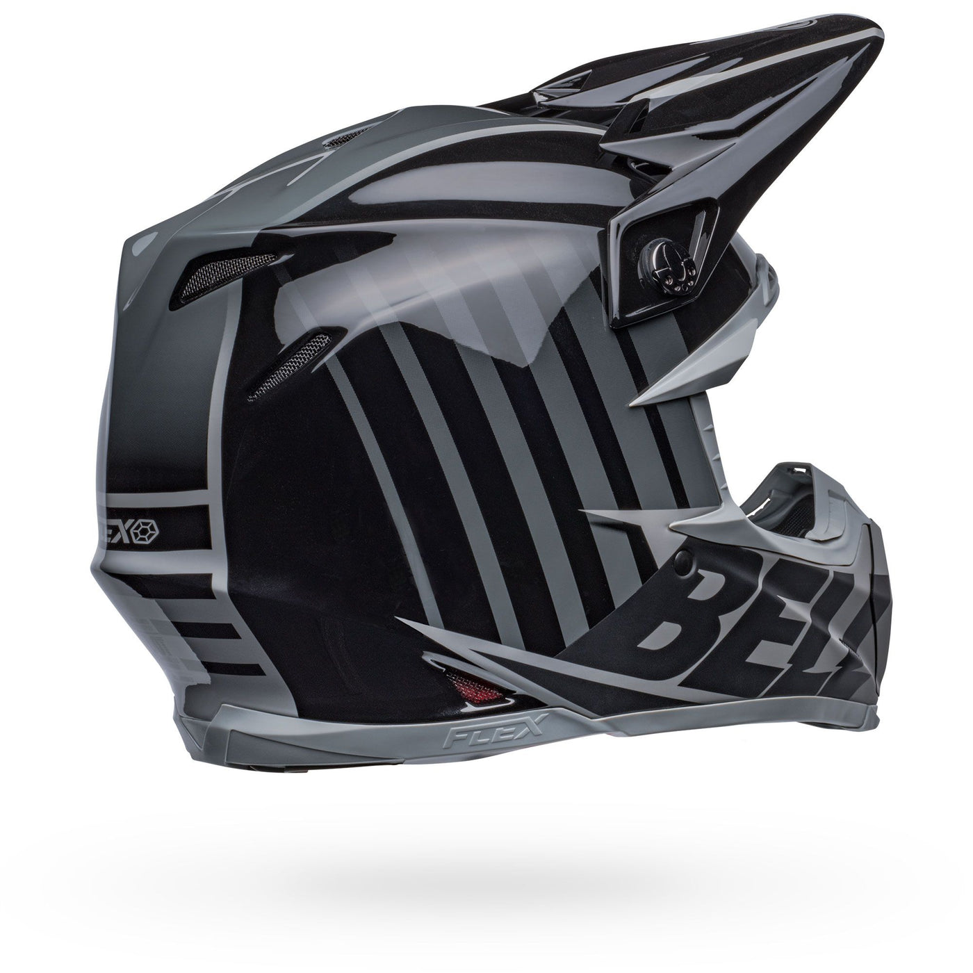 bell moto 9s flex dirt motorcycle helmet sprint matte gloss black gray back right