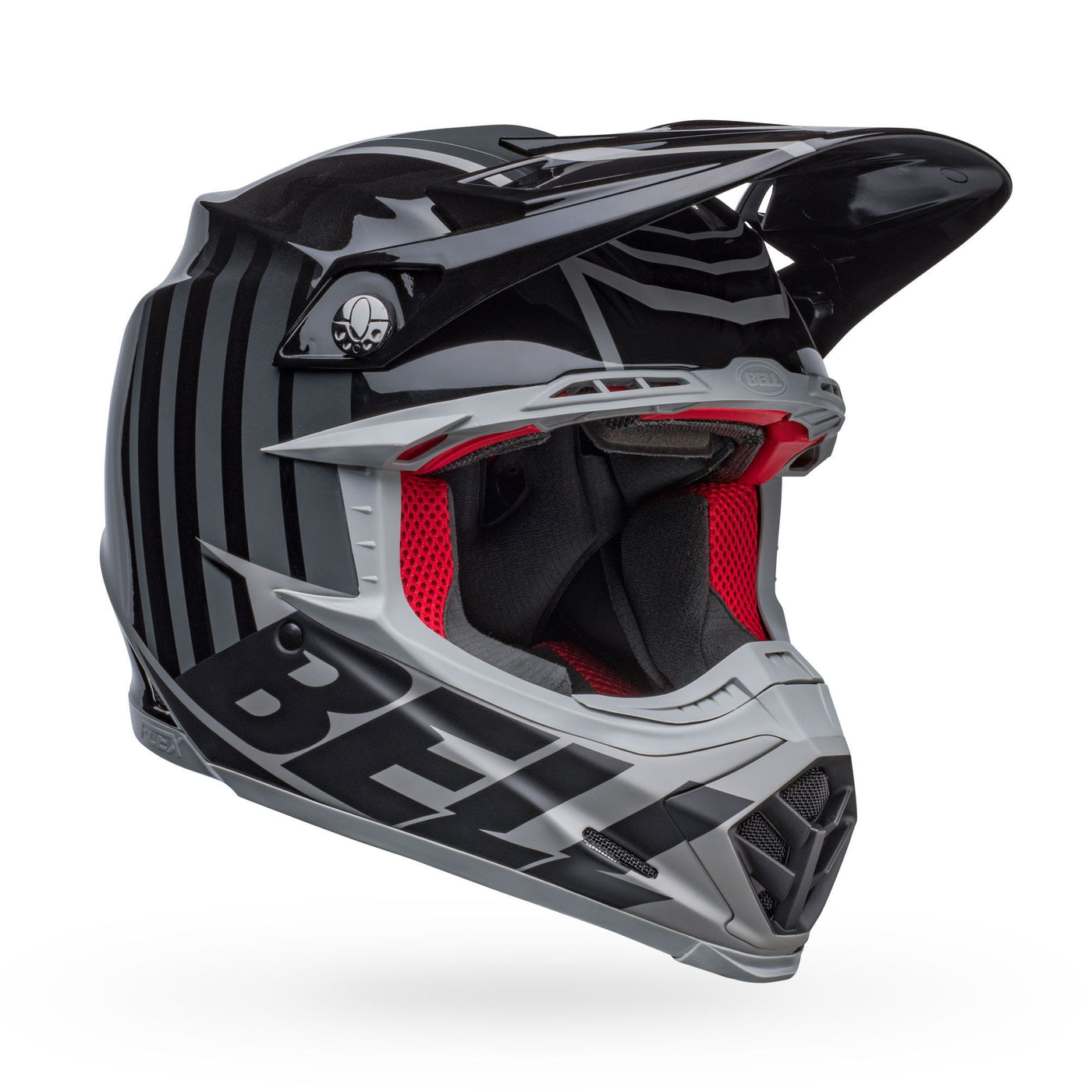 bell moto 9s flex dirt motorcycle helmet sprint matte gloss black gray front right