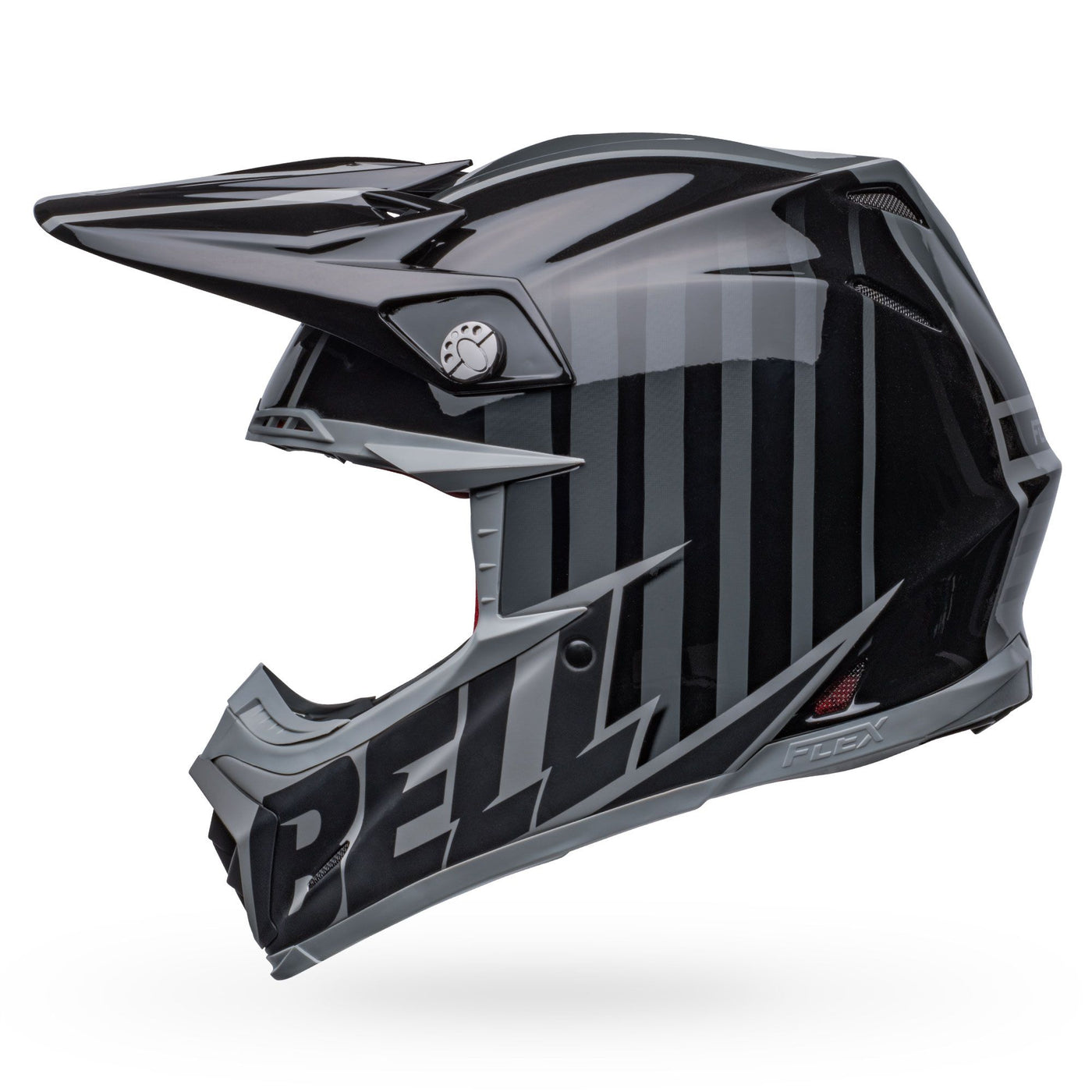 bell moto 9s flex dirt motorcycle helmet sprint matte gloss black gray left