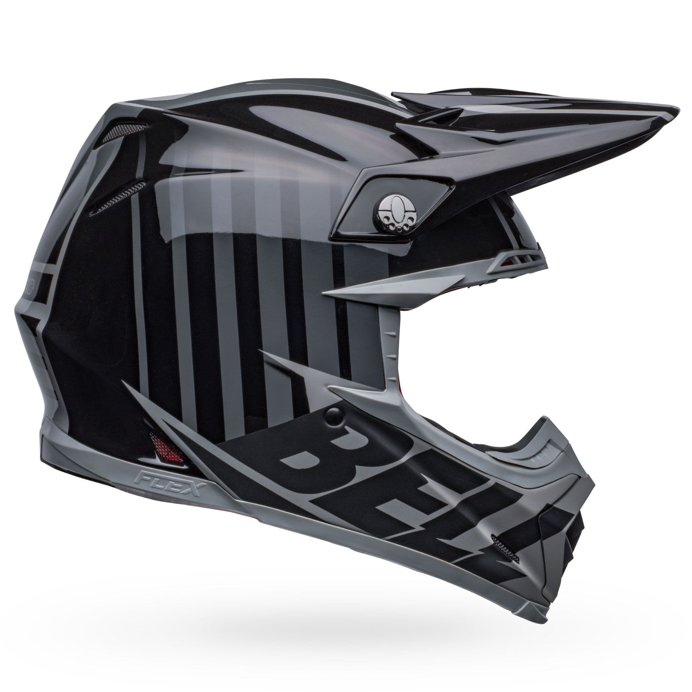 bell moto 9s flex dirt motorcycle helmet sprint matte gloss black gray right