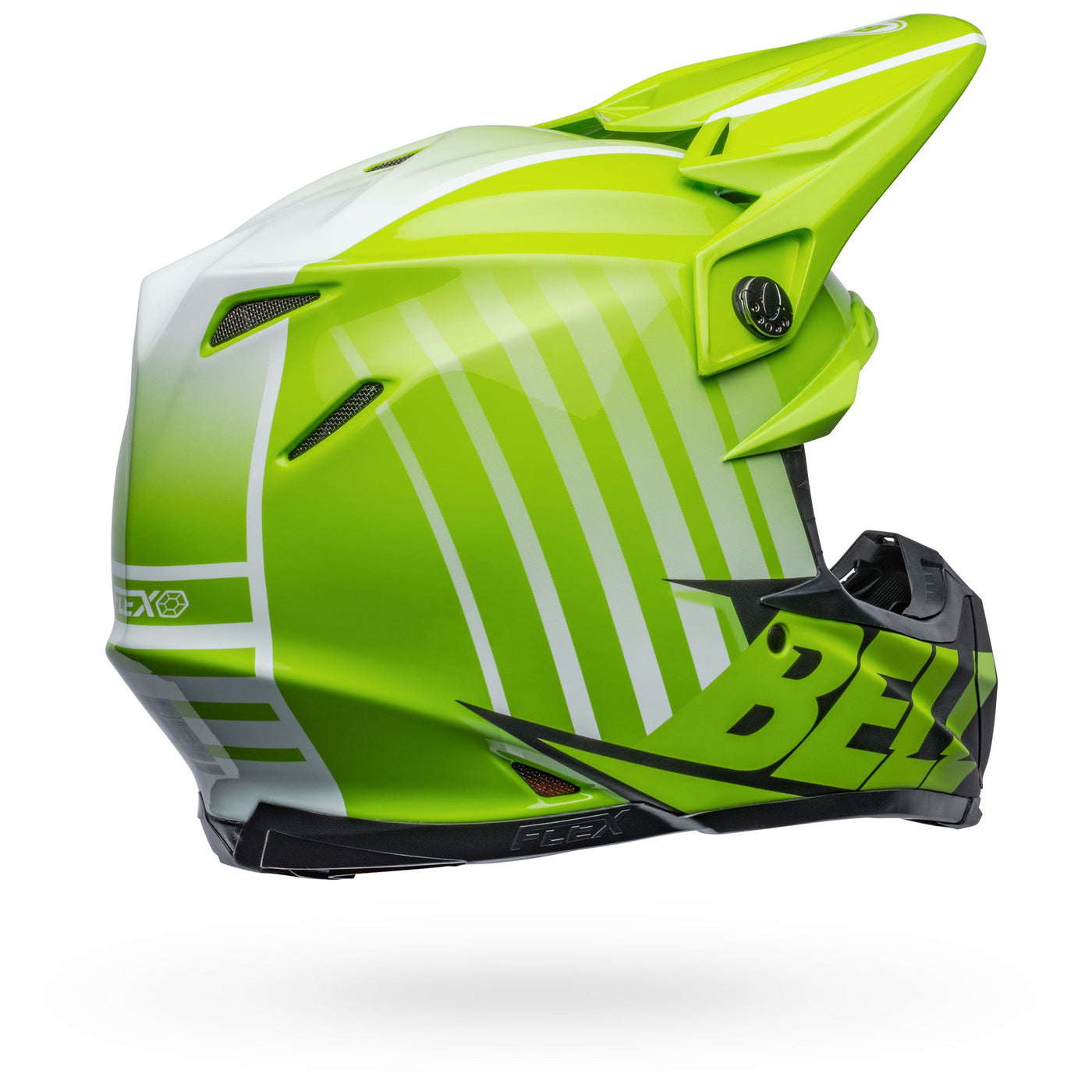 bell moto 9s flex dirt motorcycle helmet sprint matte gloss green black back right