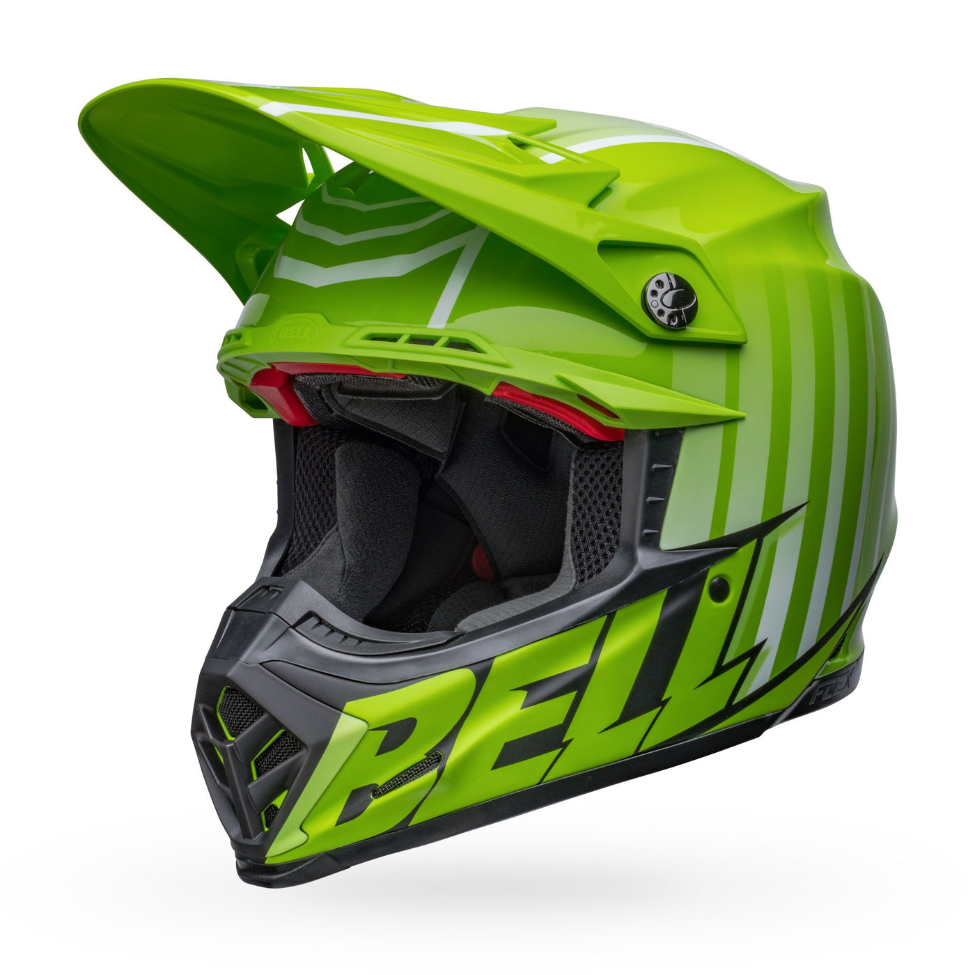 bell moto 9s flex dirt motorcycle helmet sprint matte gloss green black front left