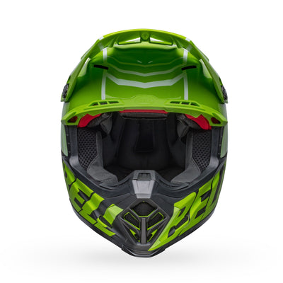 bell moto 9s flex dirt motorcycle helmet sprint matte gloss green black front