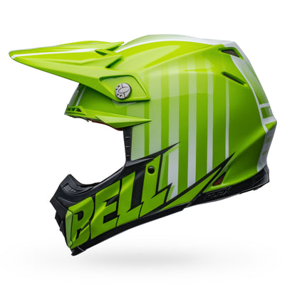 bell moto 9s flex dirt motorcycle helmet sprint matte gloss green black left