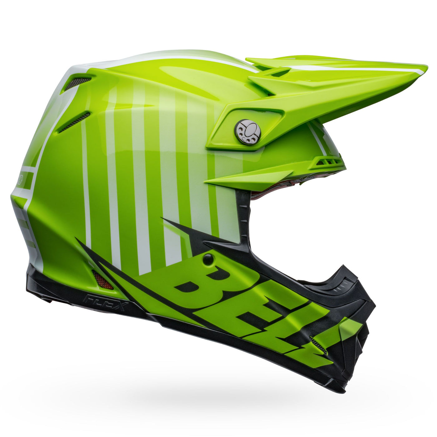 bell moto 9s flex dirt motorcycle helmet sprint matte gloss green black right