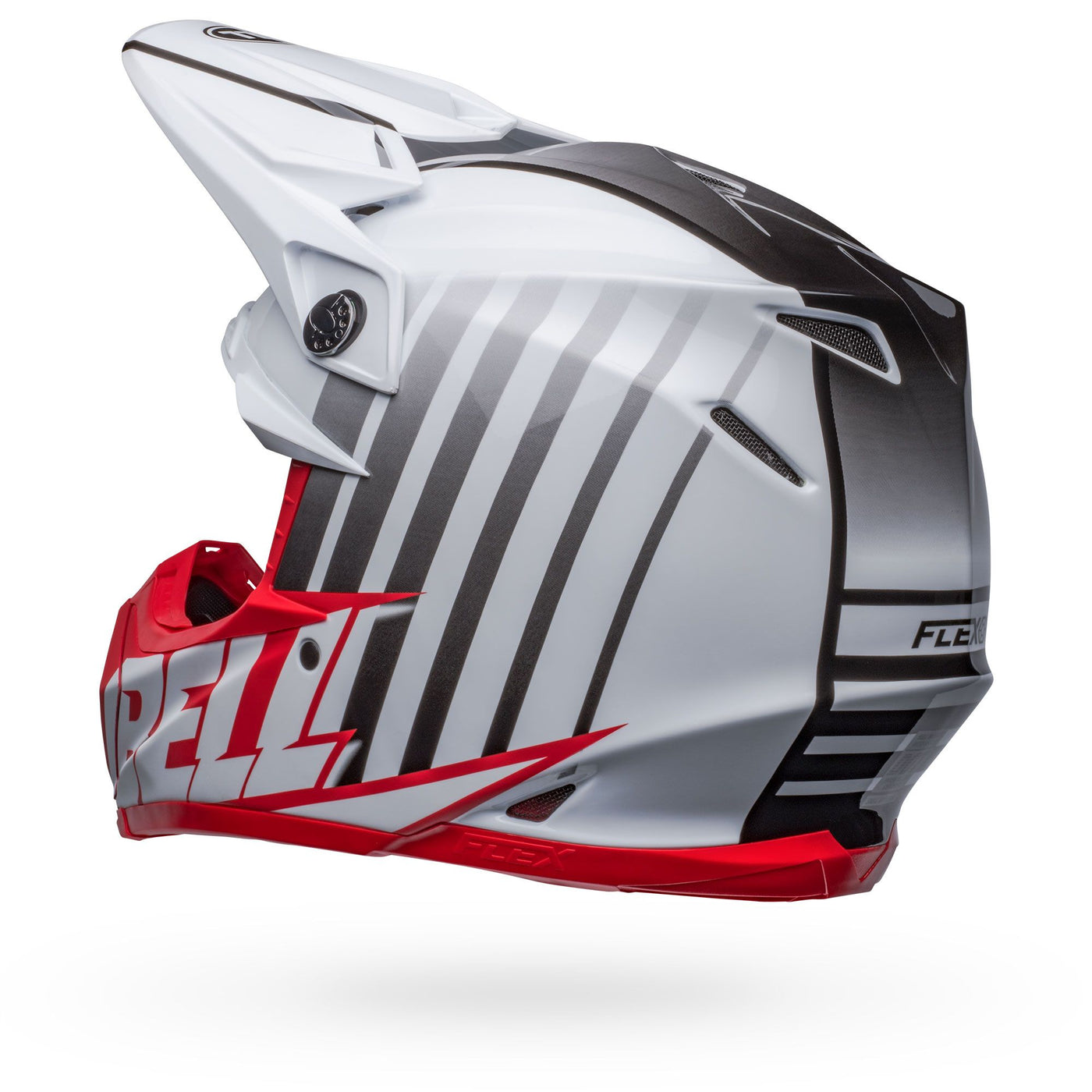 bell moto 9s flex dirt motorcycle helmet sprint matte gloss white red back left