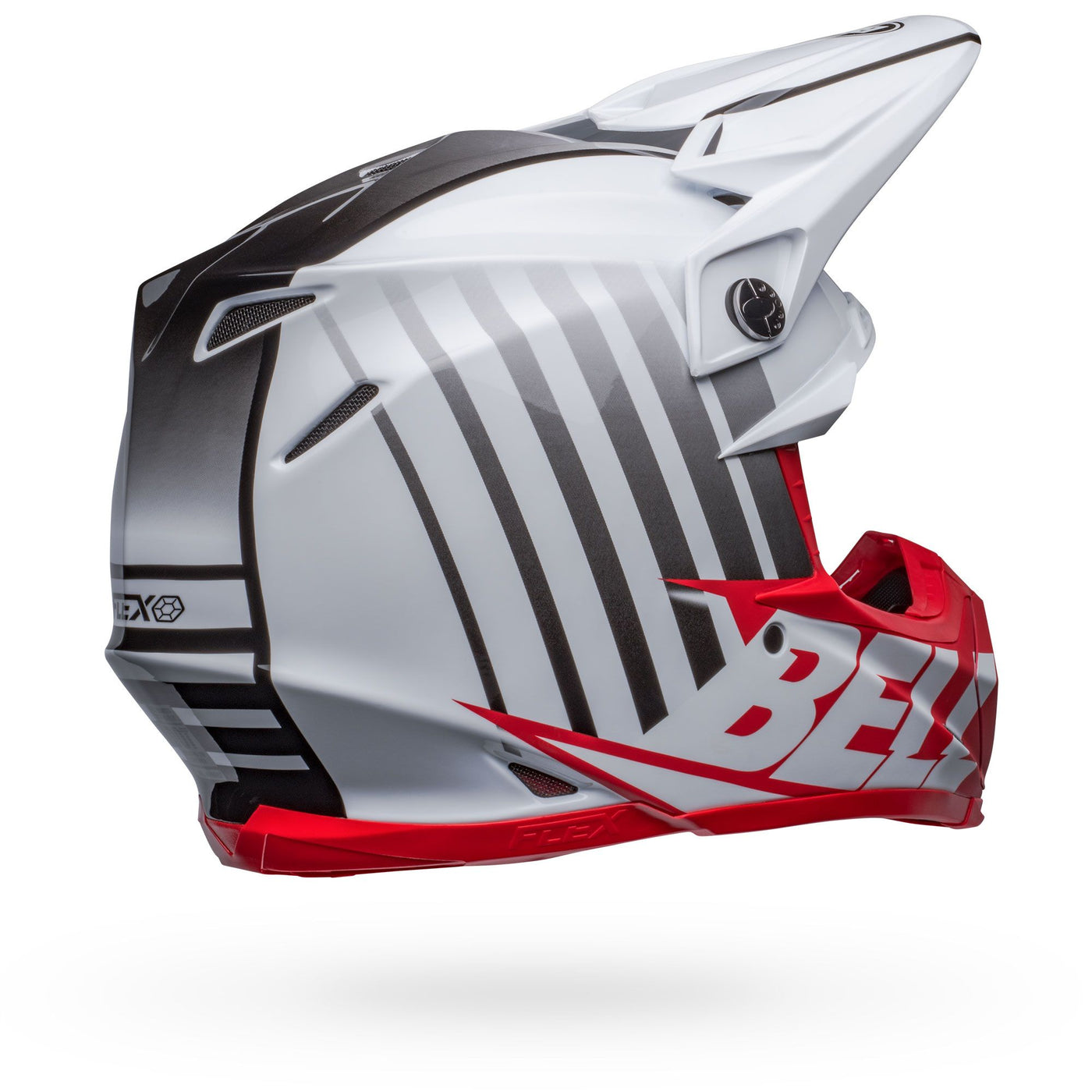 bell moto 9s flex dirt motorcycle helmet sprint matte gloss white red back right