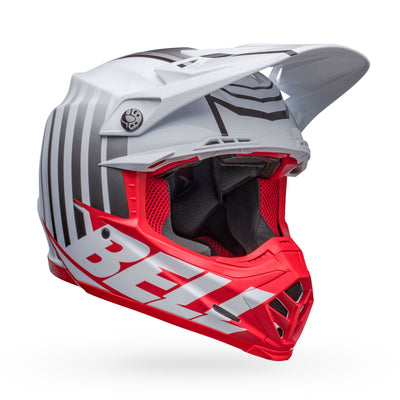 bell moto 9s flex dirt motorcycle helmet sprint matte gloss white red front right
