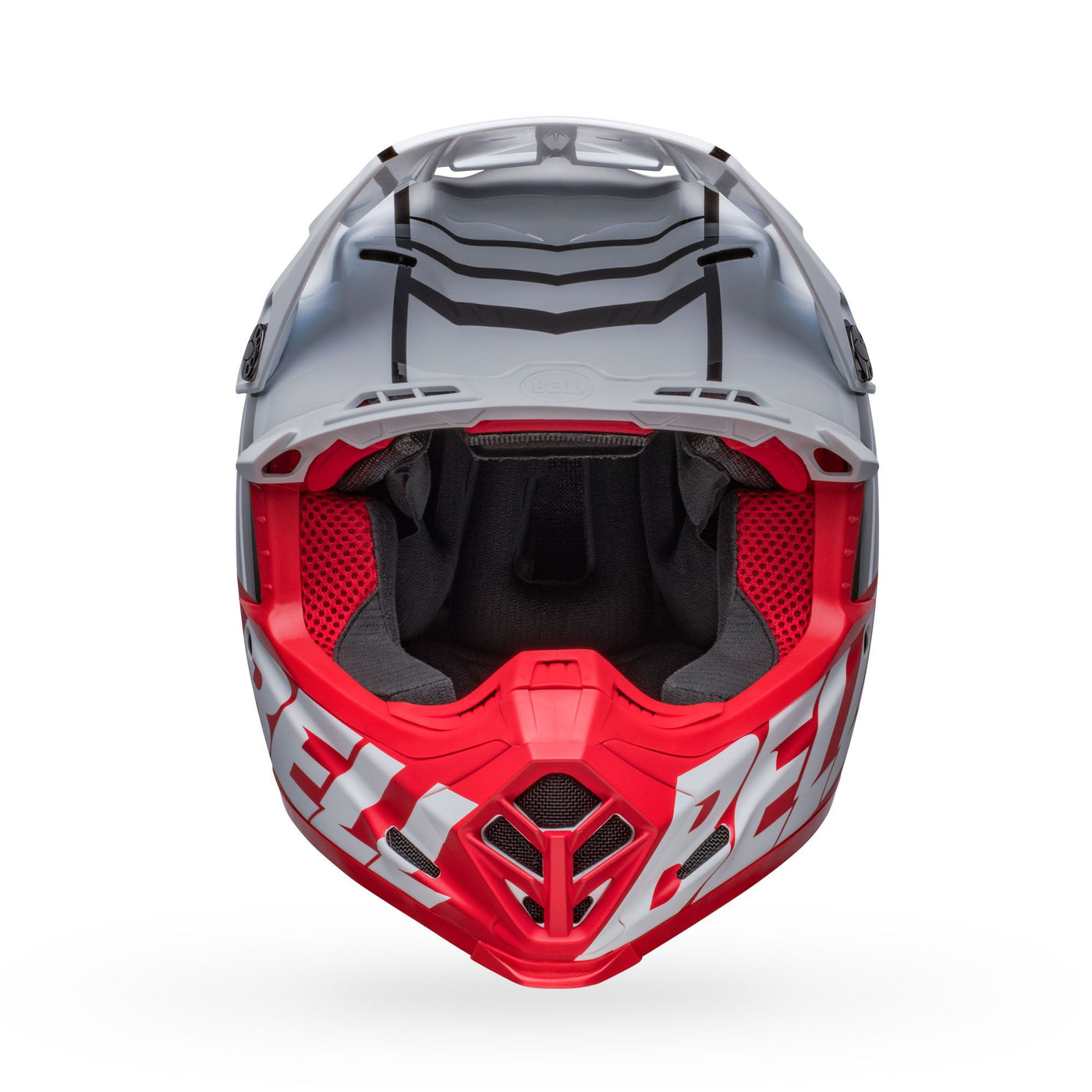 bell moto 9s flex dirt motorcycle helmet sprint matte gloss white red front