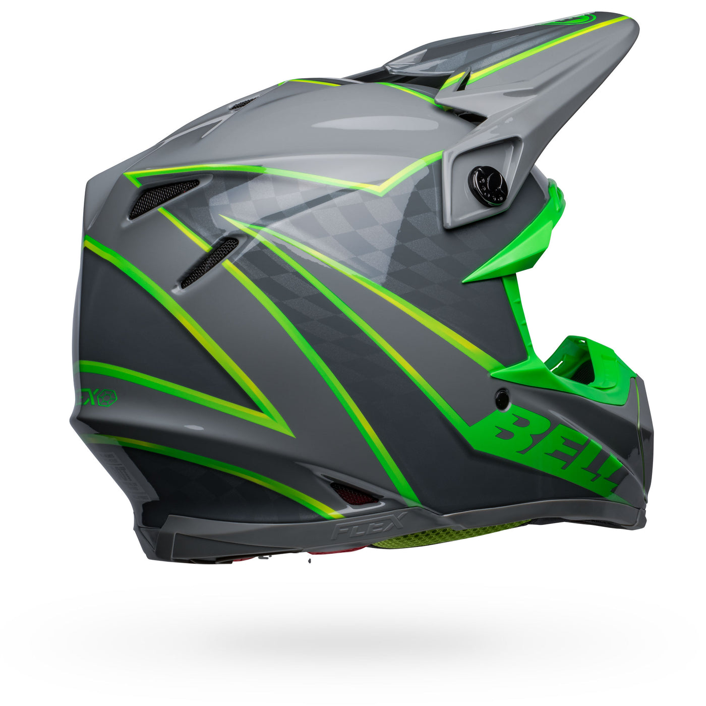 bell moto 9s flex dirt motorcycle helmet sprite gloss gray green back right