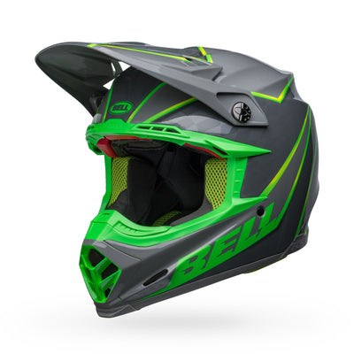 bell moto 9s flex dirt motorcycle helmet sprite gloss gray green front left