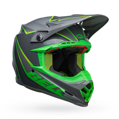 bell moto 9s flex dirt motorcycle helmet sprite gloss gray green front right