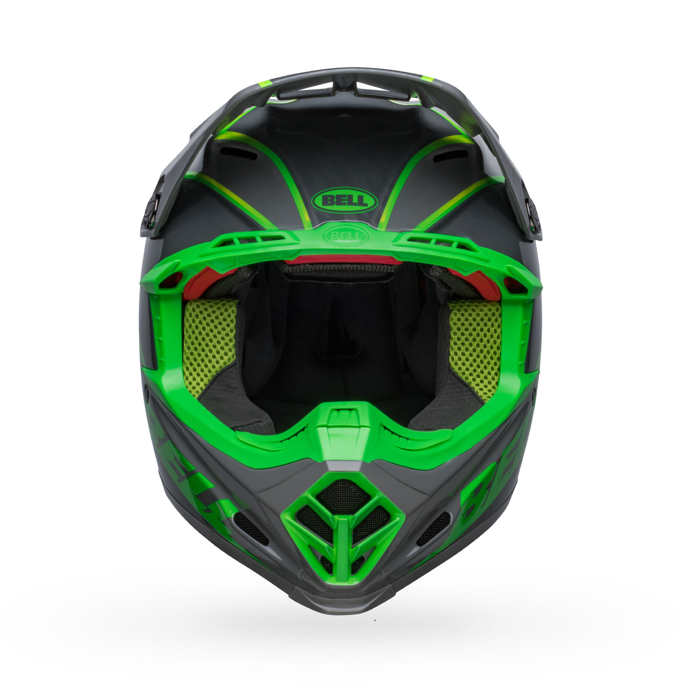 bell moto 9s flex dirt motorcycle helmet sprite gloss gray green front
