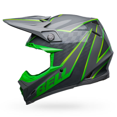bell moto 9s flex dirt motorcycle helmet sprite gloss gray green left