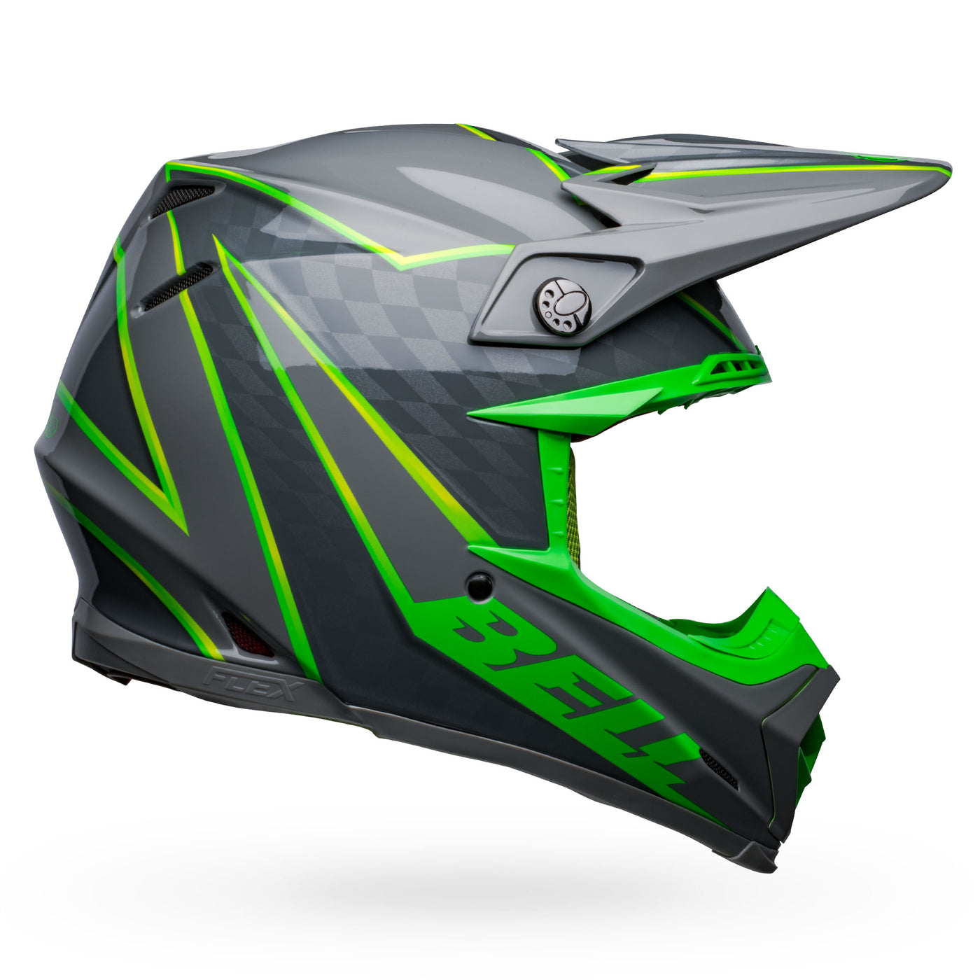 bell moto 9s flex dirt motorcycle helmet sprite gloss gray green right