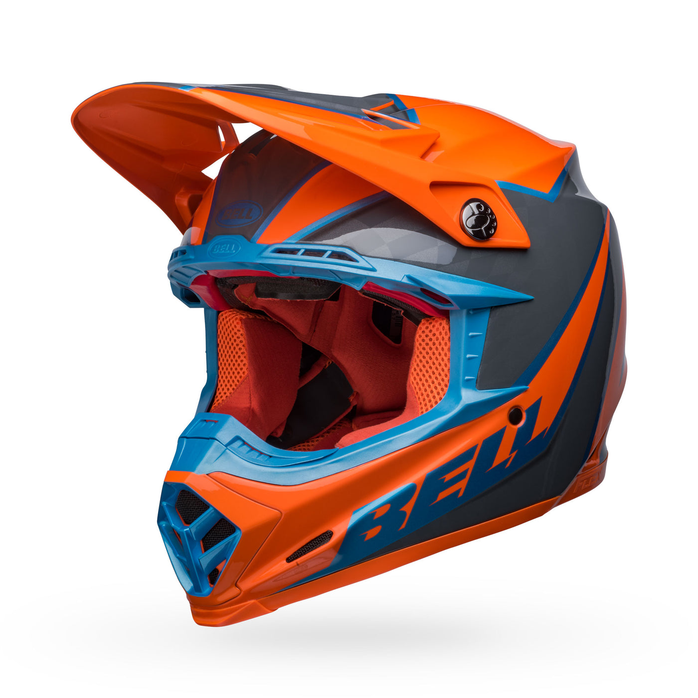 bell moto 9s flex dirt motorcycle helmet sprite gloss orange gray front left