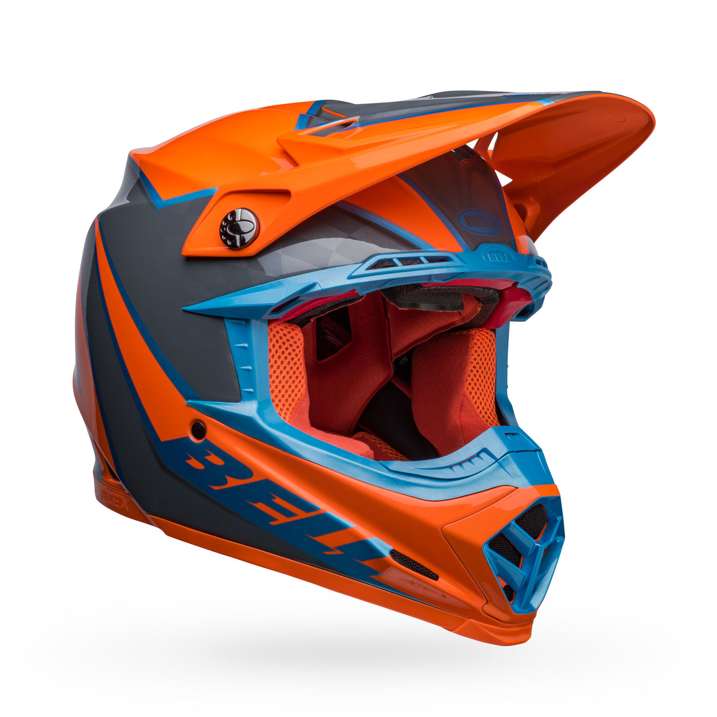 bell moto 9s flex dirt motorcycle helmet sprite gloss orange gray front right