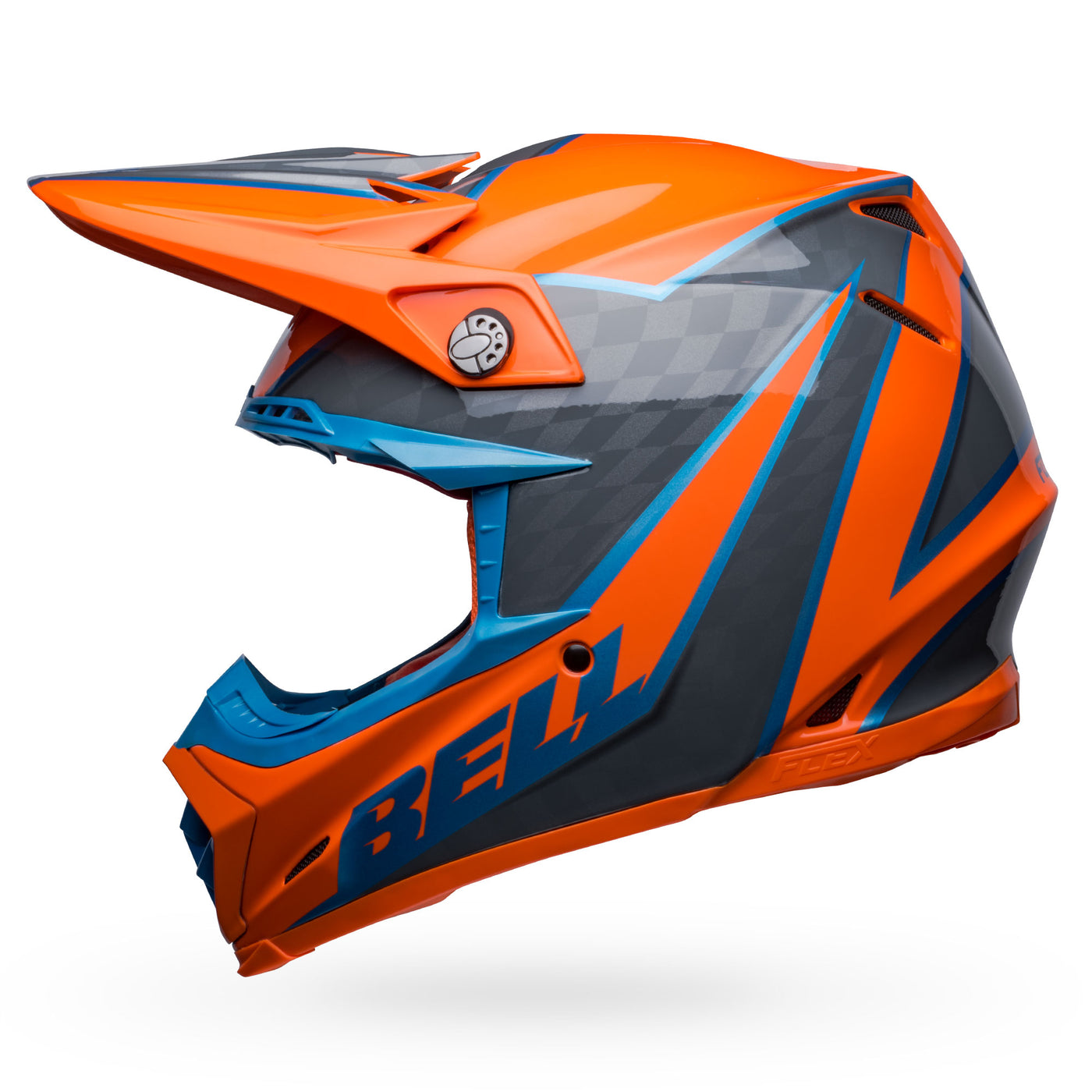 bell moto 9s flex dirt motorcycle helmet sprite gloss orange gray left