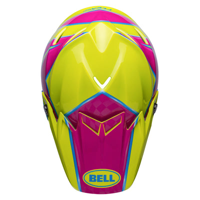 bell moto 9s flex dirt motorcycle helmet sprite gloss yellow magenta top