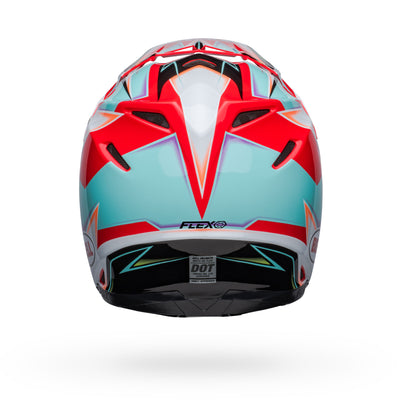 bell moto 9s flex dirt motorcycle helmet tagger edge gloss white aqua back