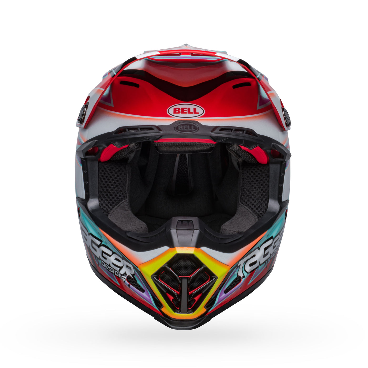 bell moto 9s flex dirt motorcycle helmet tagger edge gloss white aqua front