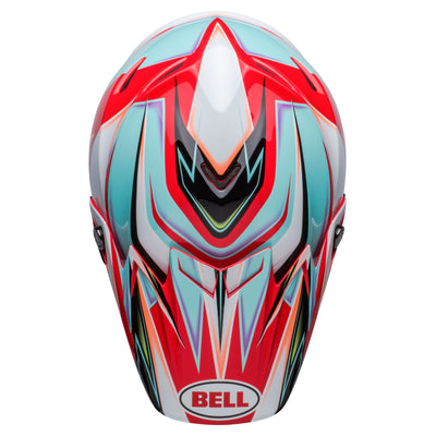 bell moto 9s flex dirt motorcycle helmet tagger edge gloss white aqua top