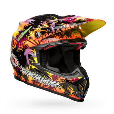 bell moto 9s flex dirt motorcycle helmet tagger tropical fever gloss yellow orange front right