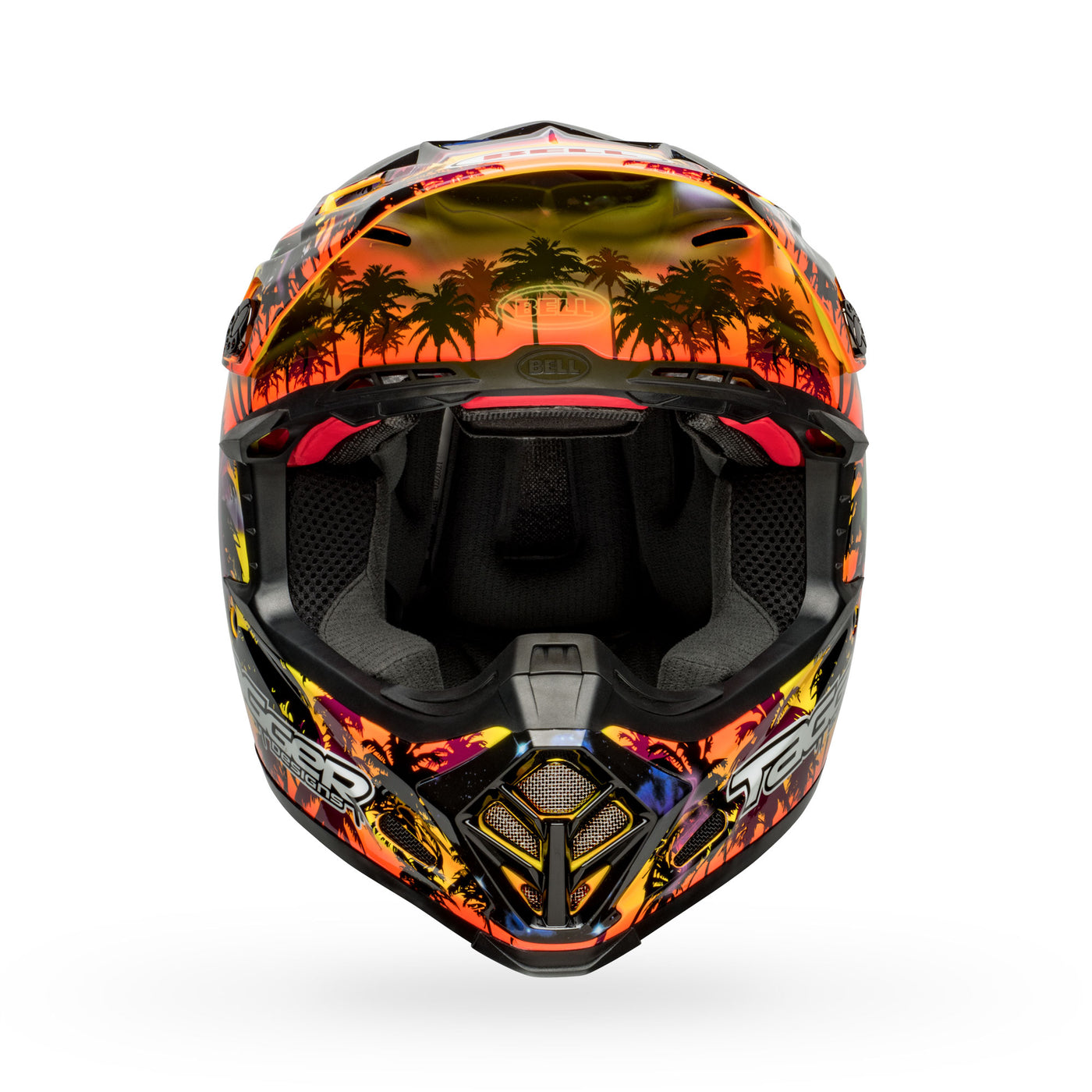 bell moto 9s flex dirt motorcycle helmet tagger tropical fever gloss yellow orange front