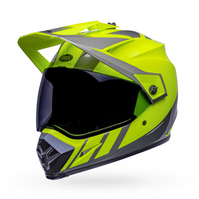 bell mx 9 adventure mips dirt motorcycle helmet dash gloss hi viz yellow gray front left