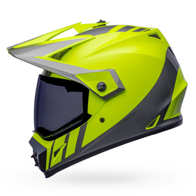 bell mx 9 adventure mips dirt motorcycle helmet dash gloss hi viz yellow gray left