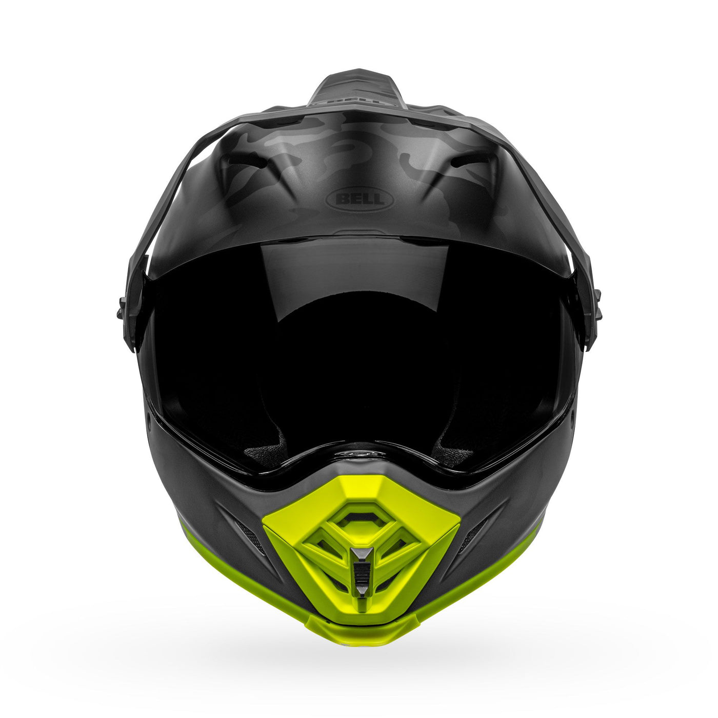 bell mx 9 adventure mips dirt motorcycle helmet stealth matte black camo hi viz front