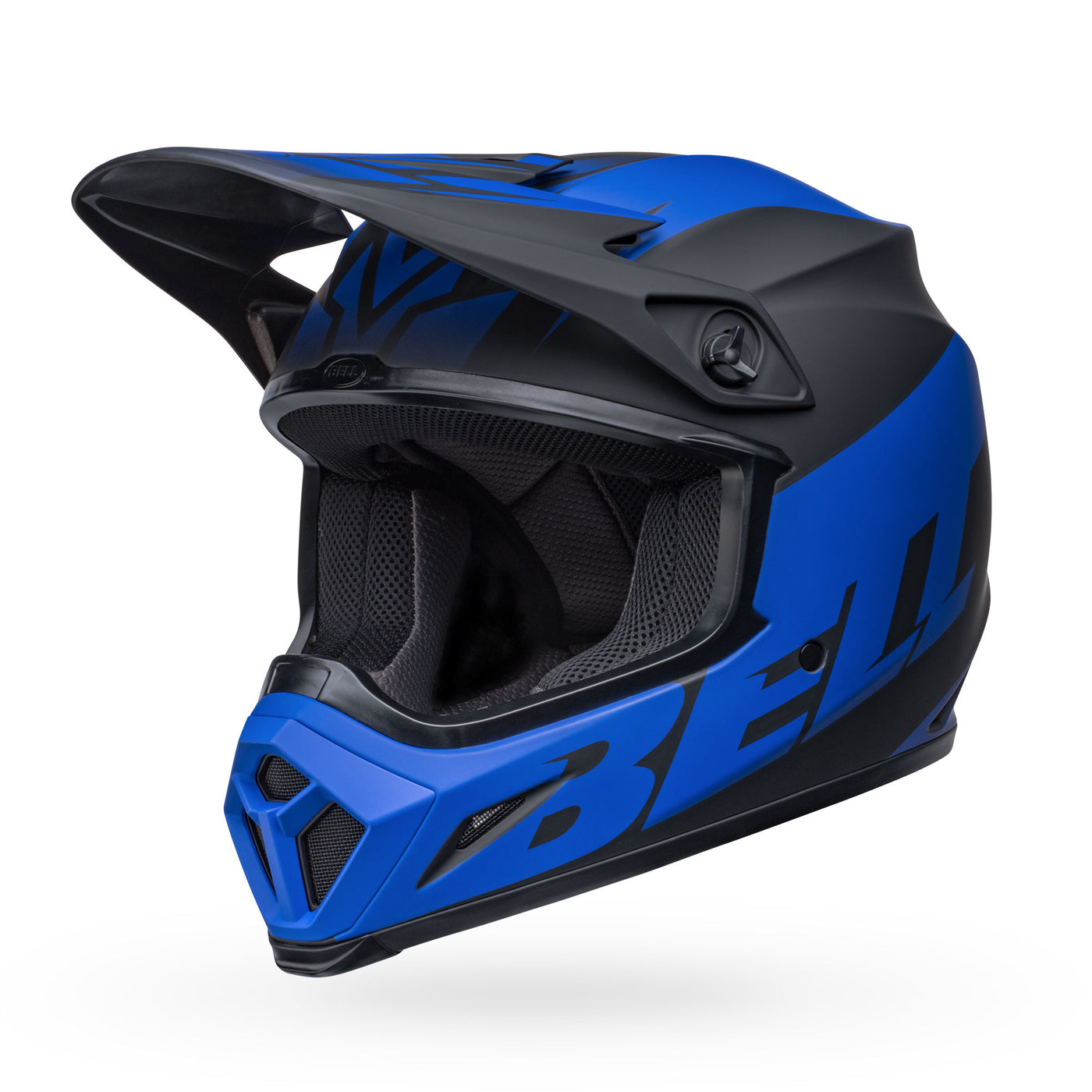 bell mx 9 mips dirt motorcycle helmet disrupt matte black blue front left