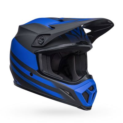 bell mx 9 mips dirt motorcycle helmet disrupt matte black blue front right