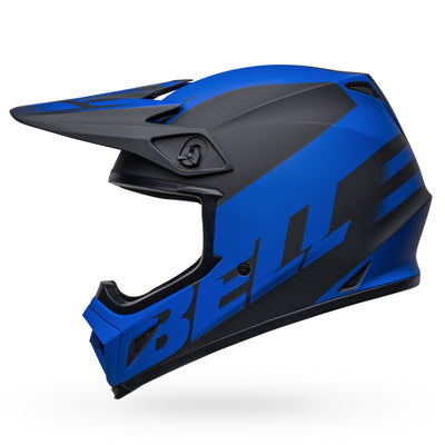 bell mx 9 mips dirt motorcycle helmet disrupt matte black blue left