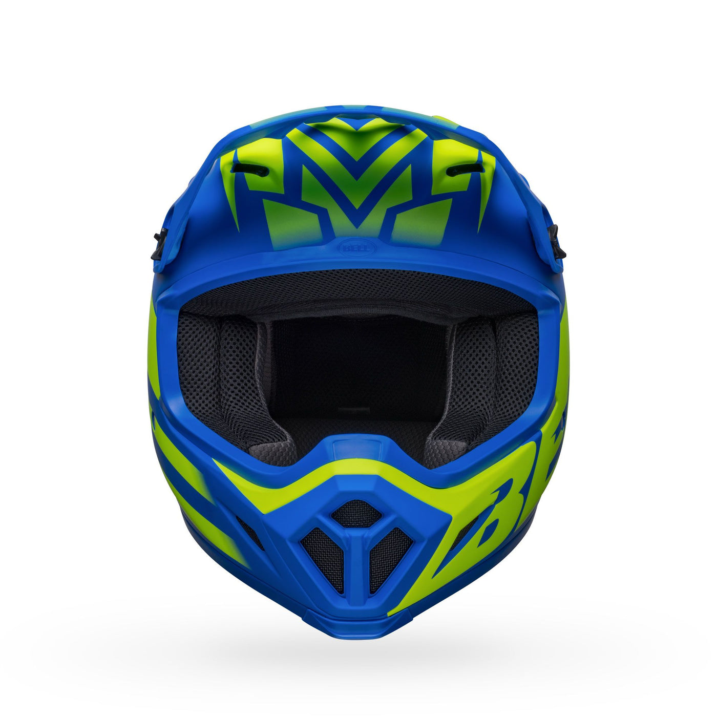 bell mx 9 mips dirt motorcycle helmet disrupt matte classic blue hi viz yellow front