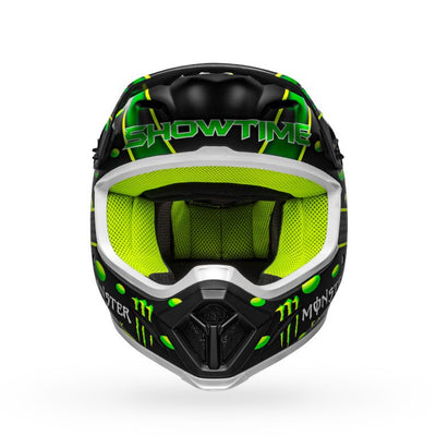 bell mx 9 mips dirt motorcycle helmet mcgrath showtime replica matte black green front