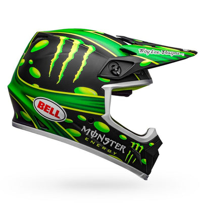 bell mx 9 mips dirt motorcycle helmet mcgrath showtime replica matte black green right