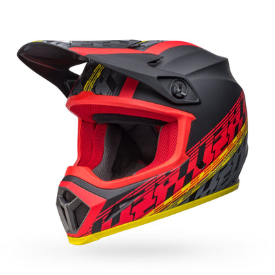 bell mx 9 mips dirt motorcycle helmet offset matte black red front left