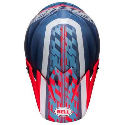 bell mx 9 mips dirt motorcycle helmet offset matte metallic blue white top