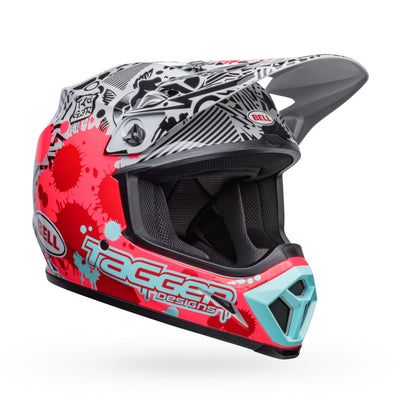 bell mx 9 mips dirt motorcycle helmet tagger splatter gloss bright red gray front right