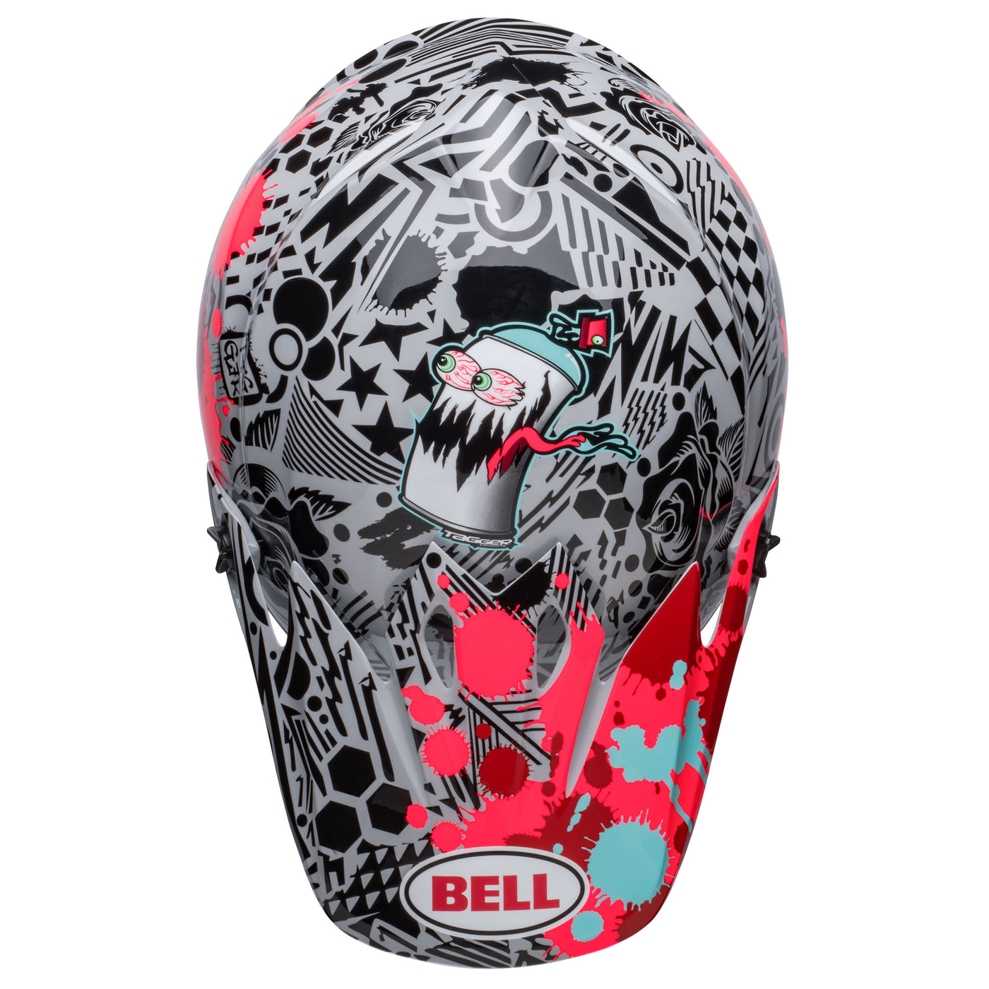 bell mx 9 mips dirt motorcycle helmet tagger splatter gloss bright red gray top