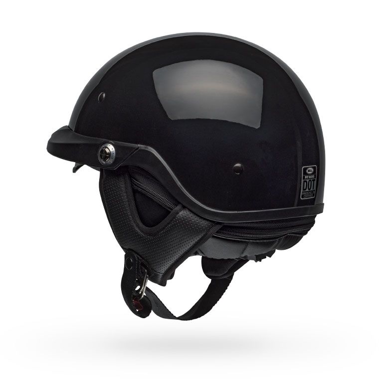 bell pit boss cruiser motorcycle helmet gloss black back left