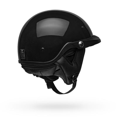 bell pit boss cruiser motorcycle helmet gloss black back right