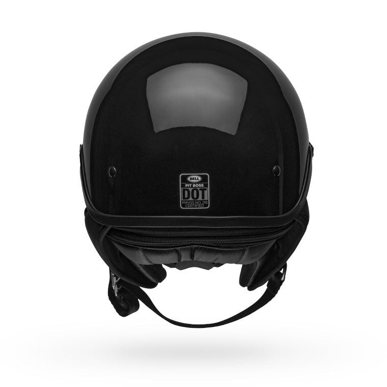 bell pit boss cruiser motorcycle helmet gloss black back
