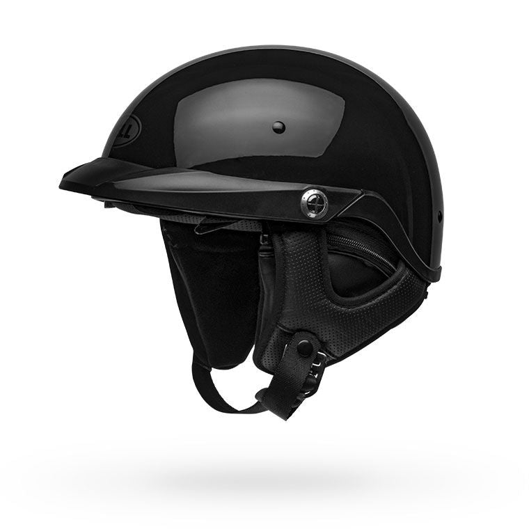 bell pit boss cruiser motorcycle helmet gloss black front left